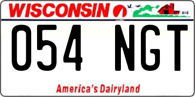 WI license plate 054NGT