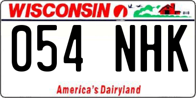 WI license plate 054NHK