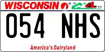 WI license plate 054NHS