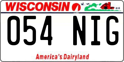 WI license plate 054NIG
