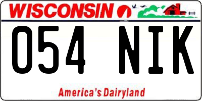 WI license plate 054NIK