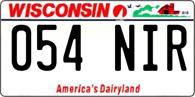 WI license plate 054NIR