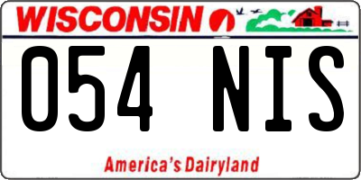 WI license plate 054NIS