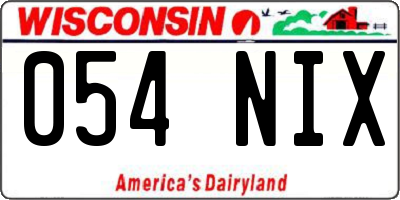 WI license plate 054NIX