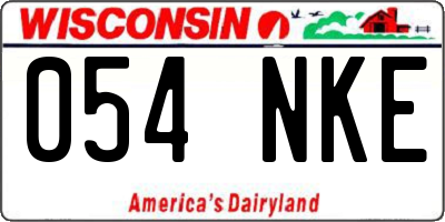 WI license plate 054NKE