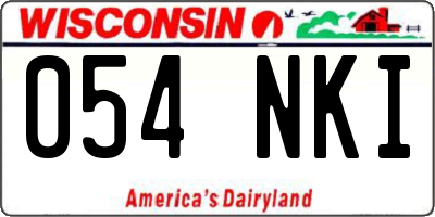 WI license plate 054NKI