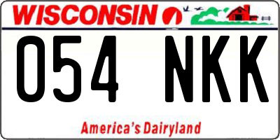 WI license plate 054NKK