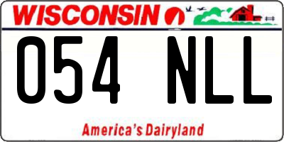 WI license plate 054NLL