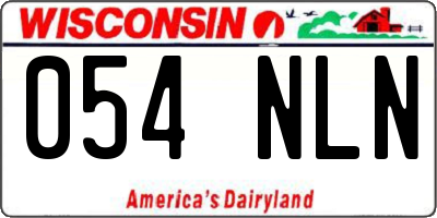 WI license plate 054NLN