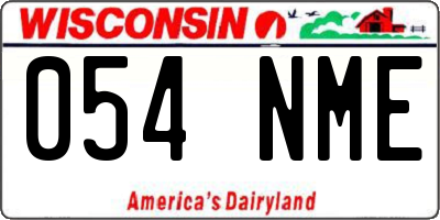 WI license plate 054NME