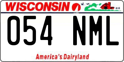 WI license plate 054NML