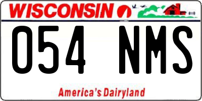 WI license plate 054NMS