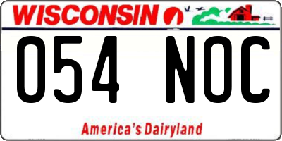 WI license plate 054NOC