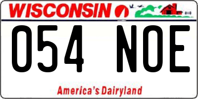 WI license plate 054NOE