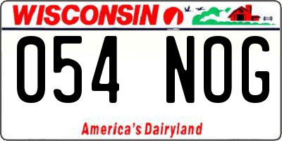 WI license plate 054NOG