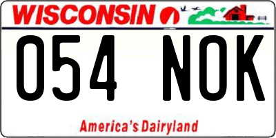 WI license plate 054NOK
