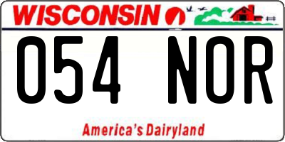 WI license plate 054NOR