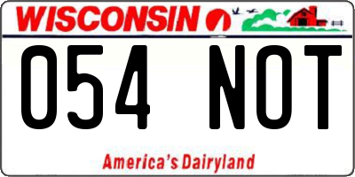 WI license plate 054NOT