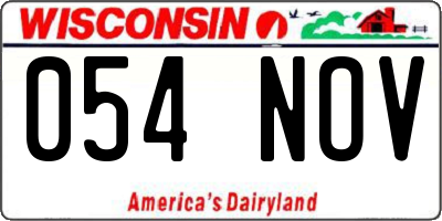 WI license plate 054NOV
