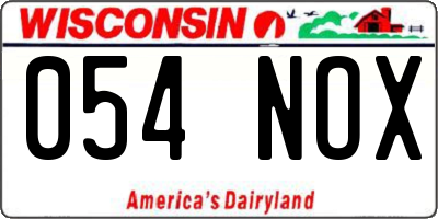 WI license plate 054NOX