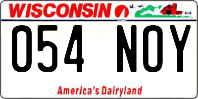 WI license plate 054NOY