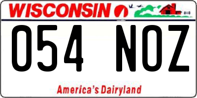 WI license plate 054NOZ