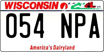 WI license plate 054NPA