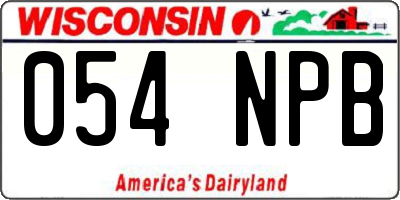 WI license plate 054NPB