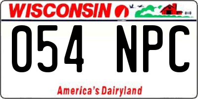 WI license plate 054NPC