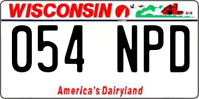 WI license plate 054NPD