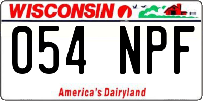WI license plate 054NPF