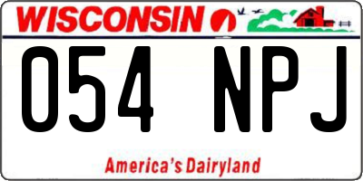 WI license plate 054NPJ