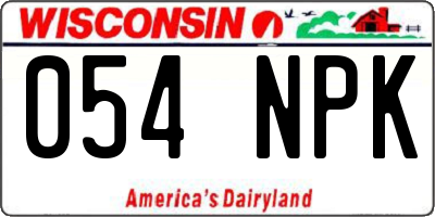 WI license plate 054NPK