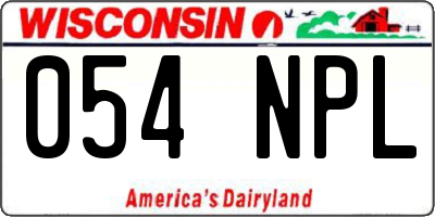 WI license plate 054NPL