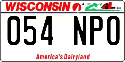 WI license plate 054NPO