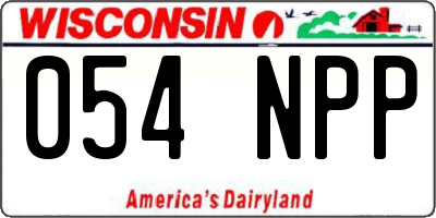 WI license plate 054NPP