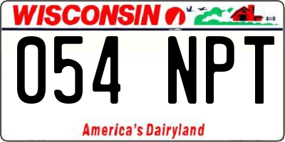 WI license plate 054NPT