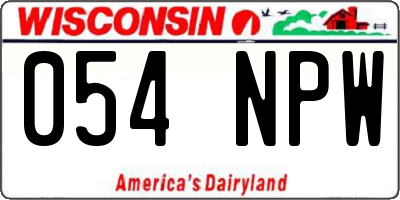 WI license plate 054NPW