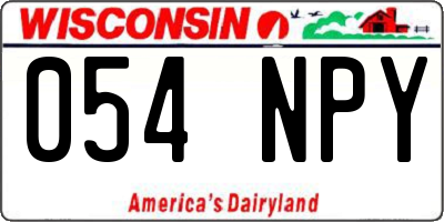 WI license plate 054NPY