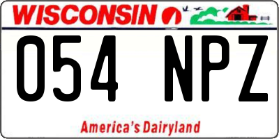 WI license plate 054NPZ