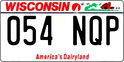 WI license plate 054NQP
