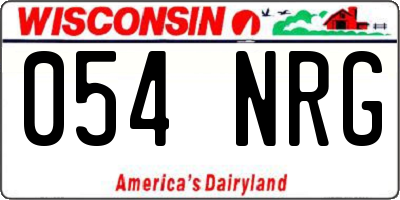 WI license plate 054NRG