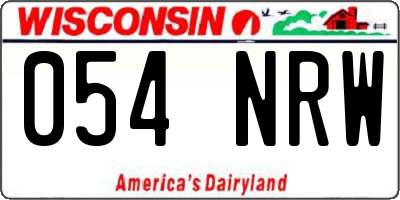 WI license plate 054NRW