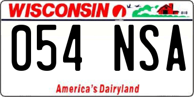 WI license plate 054NSA