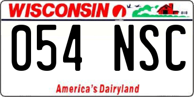 WI license plate 054NSC