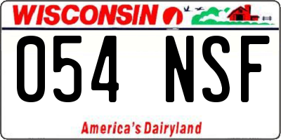 WI license plate 054NSF