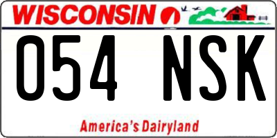 WI license plate 054NSK