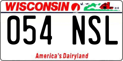 WI license plate 054NSL