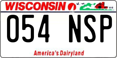 WI license plate 054NSP