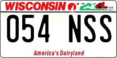 WI license plate 054NSS
